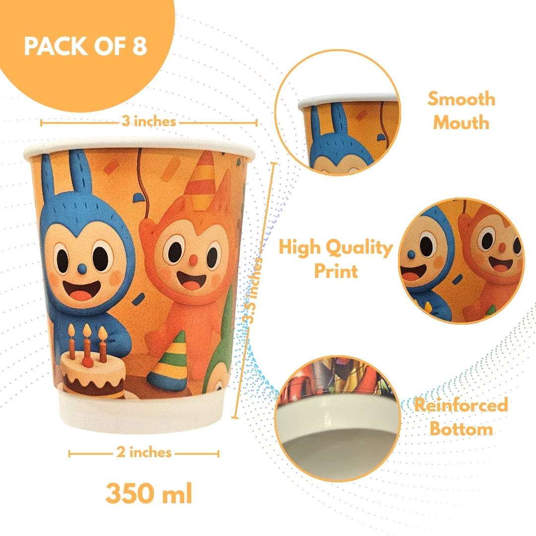 Labubu Theme Party Paper Cups - 350ML - 8 PC