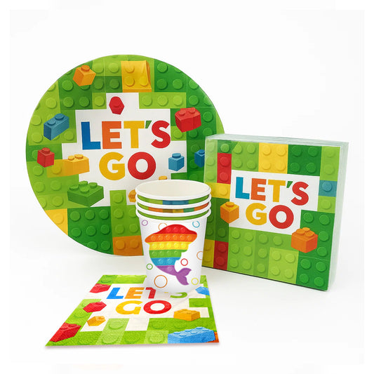 Lego Theme Party Tableware set of 40- Plates, Cups and Napkins