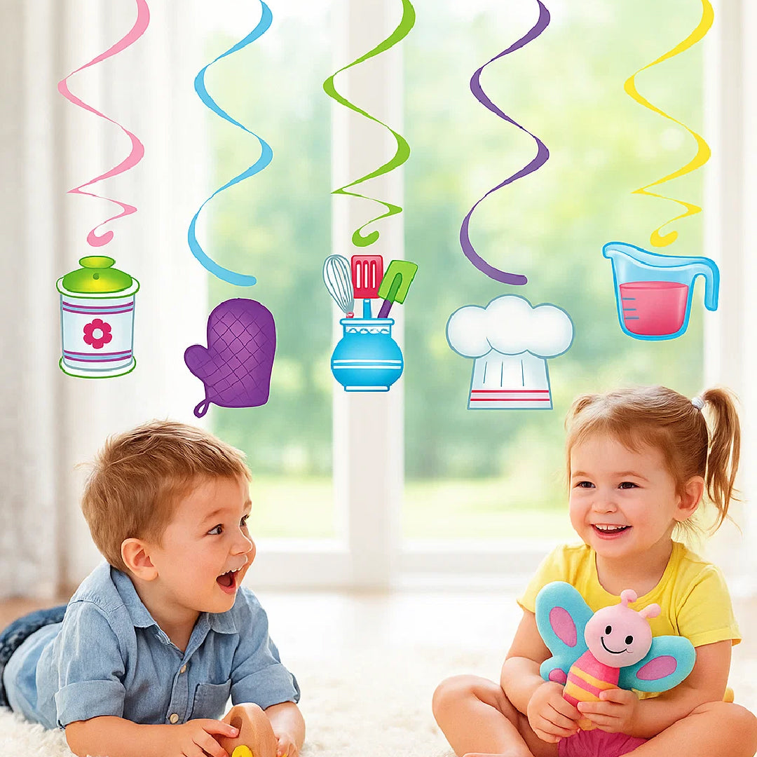 Little Chef Theme Swirl Danglers Hanging Decoration - 5PC