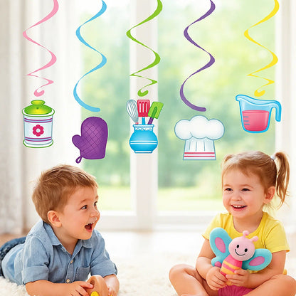 Little Chef Theme Swirl Danglers Hanging Decoration - 5PC