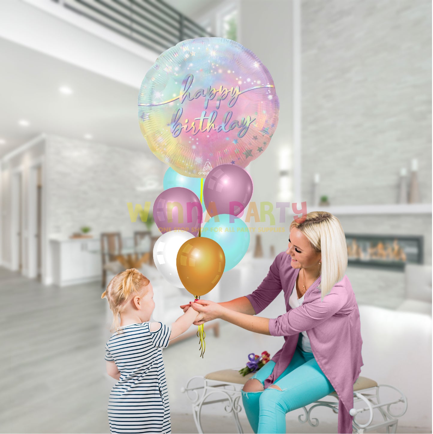 Happy Birthday Luminous Pastel Foil Balloon, 18 Inch – 1 Pc