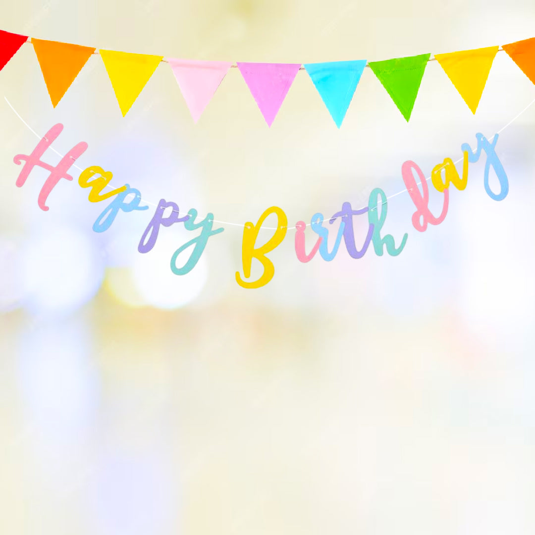 Happy Birthday Pastel Color Banner - Soft Party Decor | Wanna Party - Image 1