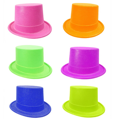 Neon Glitter Hats Combo Pack - 6PC - Wanna Party - front