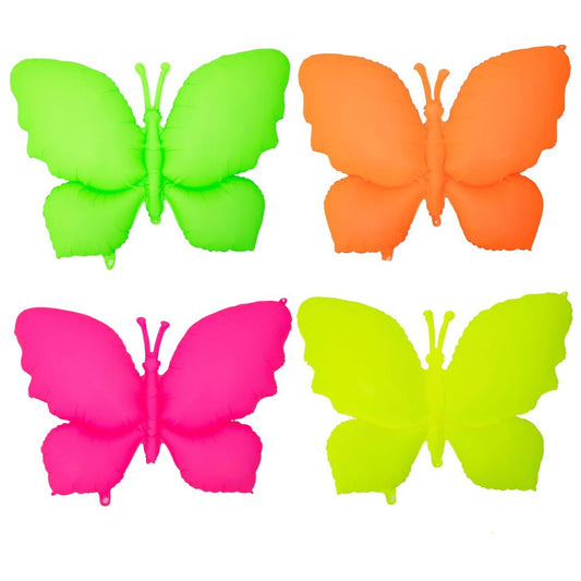 Neon/UV Florescent Butterfly Shaped Foil Balloons - Air Filled - 18 inches - Set of 4
