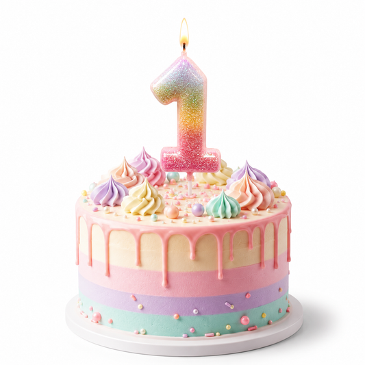 Three Color Gradient Glitter Candle Number 1