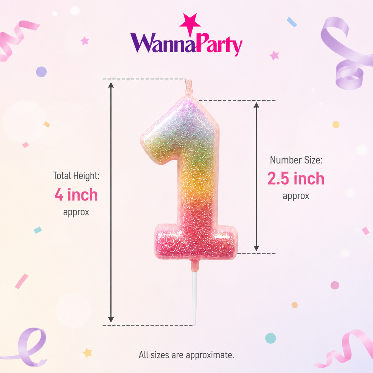 Three Color Gradient Glitter Candle Number 1