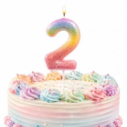 Three Color Gradient Glitter Candle Number 2
