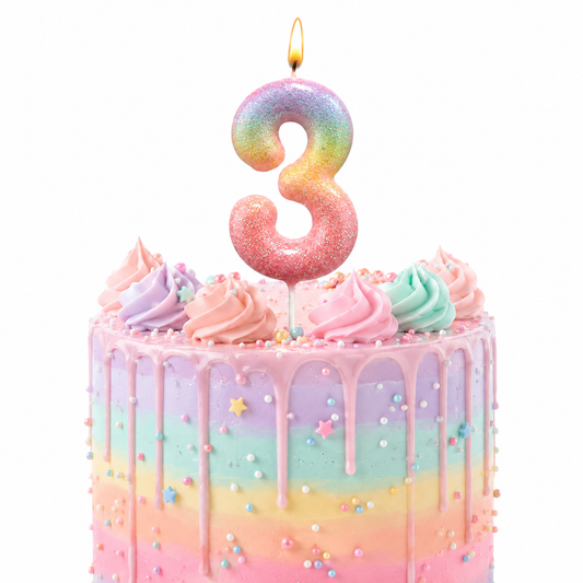 Three Color Gradient Glitter Candle Number 3