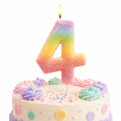 Three Color Gradient Glitter Candle Number 4