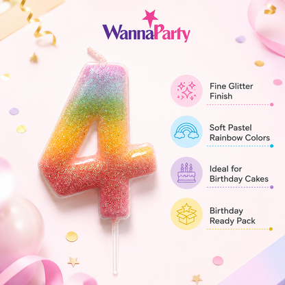 Three Color Gradient Glitter Candle Number 4