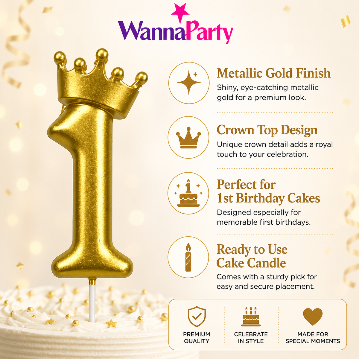 Golden Crown Numerical Candle No. 1