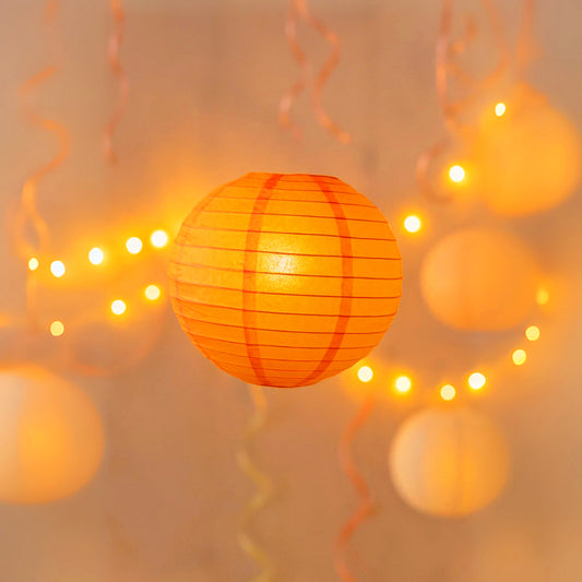 Orange Round Paper Lantern - 10 Inches - 1PC