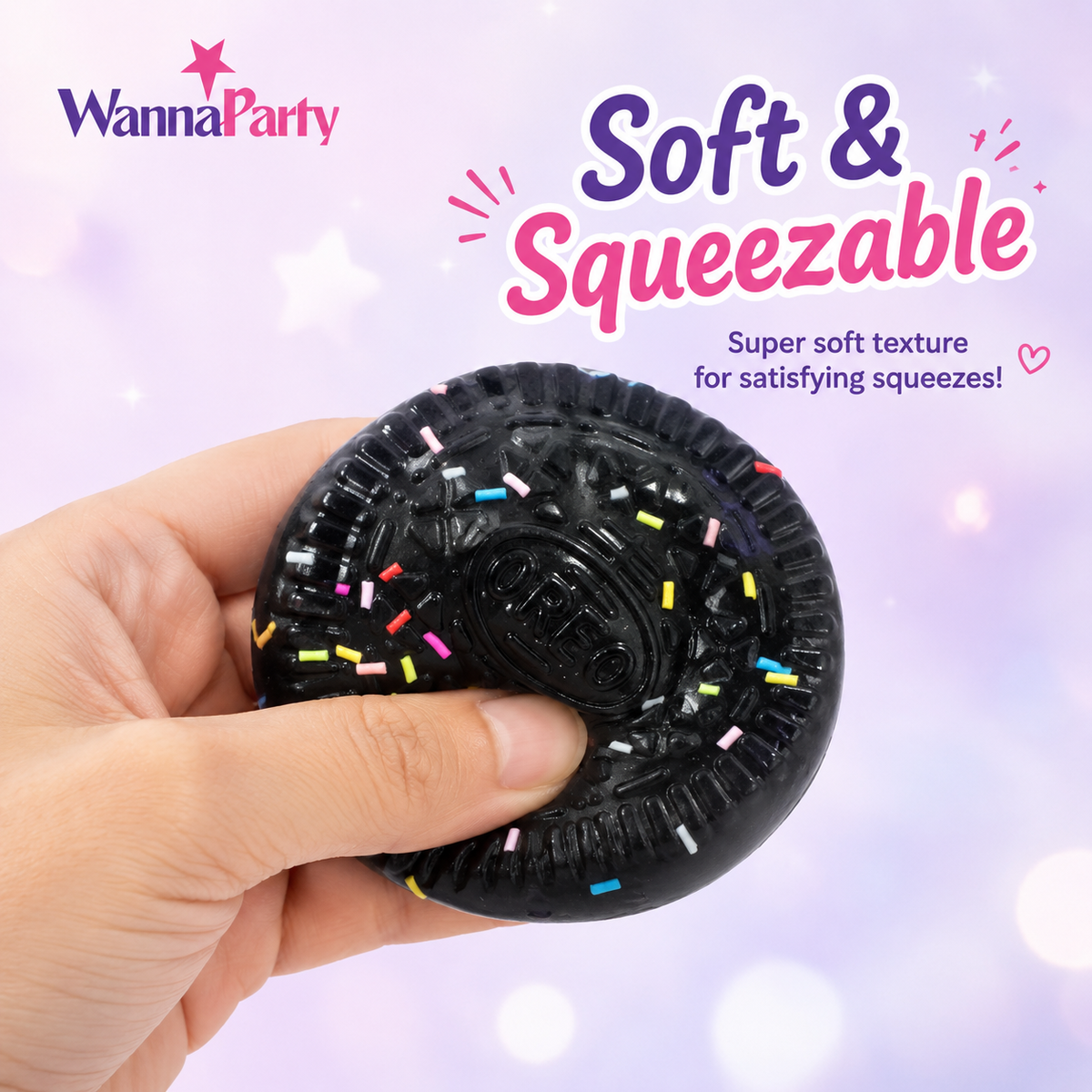 Oreo Cookie Squishy Taba Toy - Cute Food Squeeze Toy | Wanna Party - Image 3
