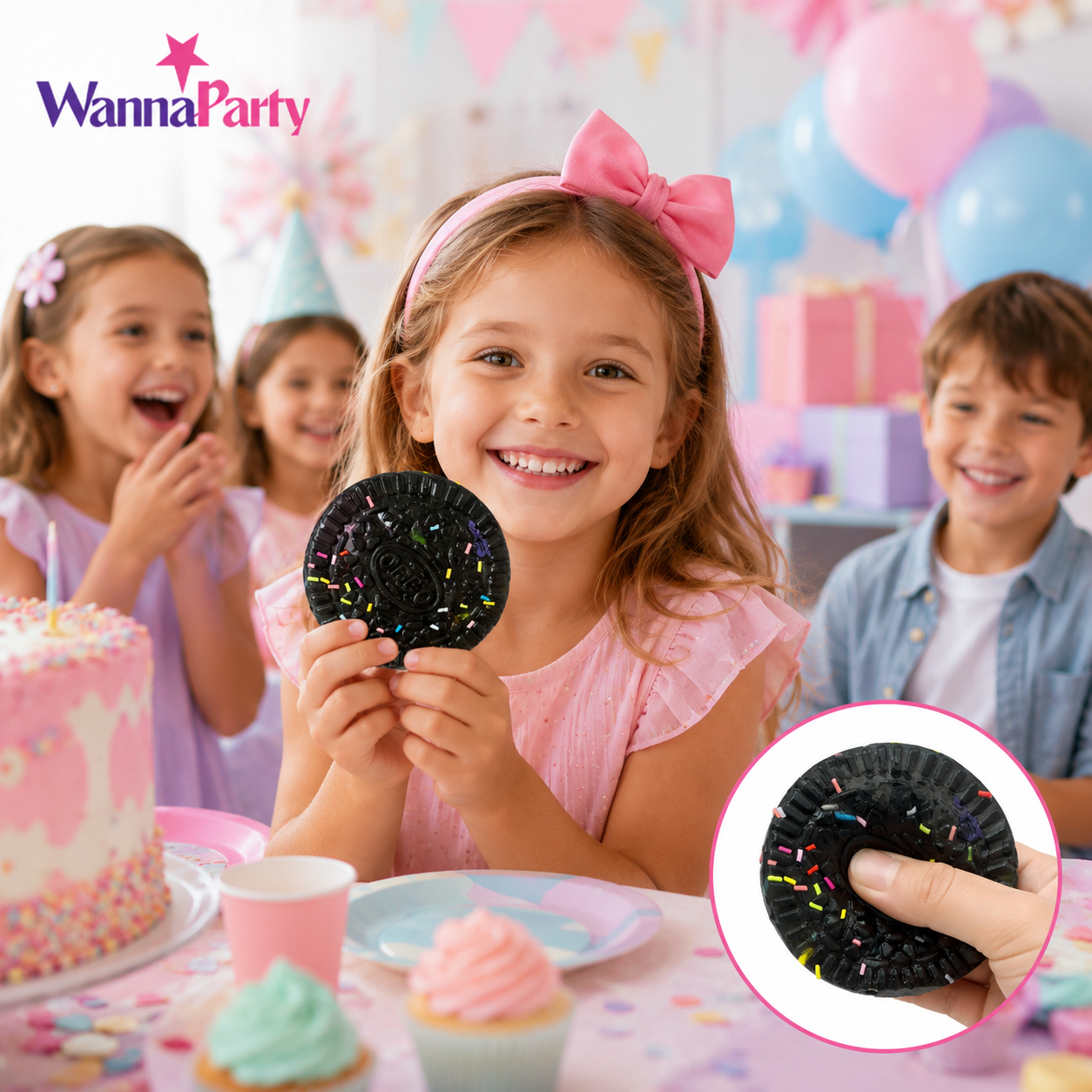 Oreo Cookie Squishy Taba Toy - Cute Food Squeeze Toy | Wanna Party - Image 5