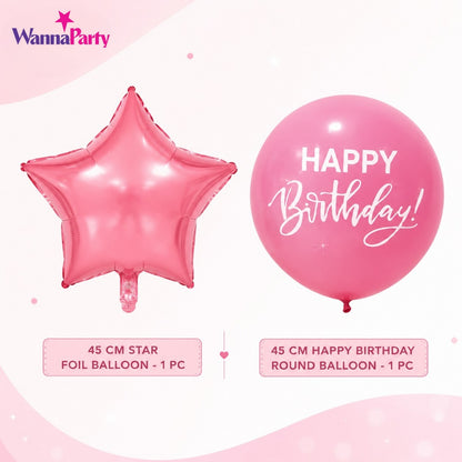 Pink & White Happy Birthday Balloon Bouquet Stand Set - 21 Pcs | Balloons with Plum Blossom Base, Holder & Fiber Rods -  |Birthday Table Centerpiece Decoration for Kids Adults Party, 1 Set