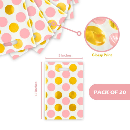 Pink Large Polka Dot Loot Bags Combo - 20PC