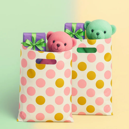 Loot Bag Pink Large Polka Dot - 10PC