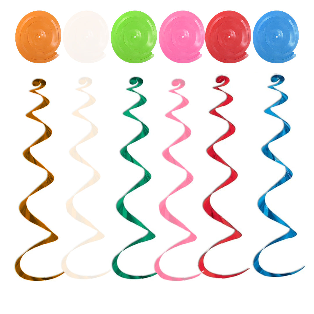 Colorful Foil Swirl Decoration 6PC - Hanging Party Decor | Wanna Party - Image 1
