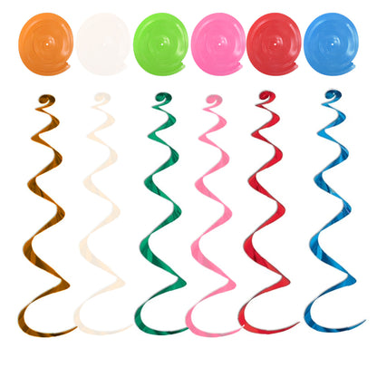 Colorful Foil Swirl Decoration 6PC - Hanging Party Decor | Wanna Party - Image 1