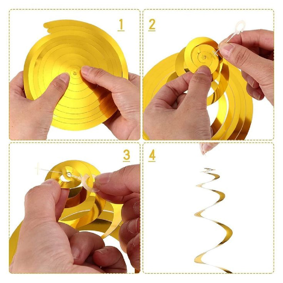Colorful Foil Swirl Decoration 6PC - Hanging Party Decor | Wanna Party - Image 2