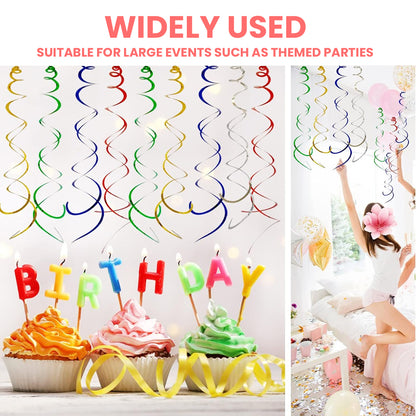 Colorful Foil Swirl Decoration 6PC - Hanging Party Decor | Wanna Party - Image 3