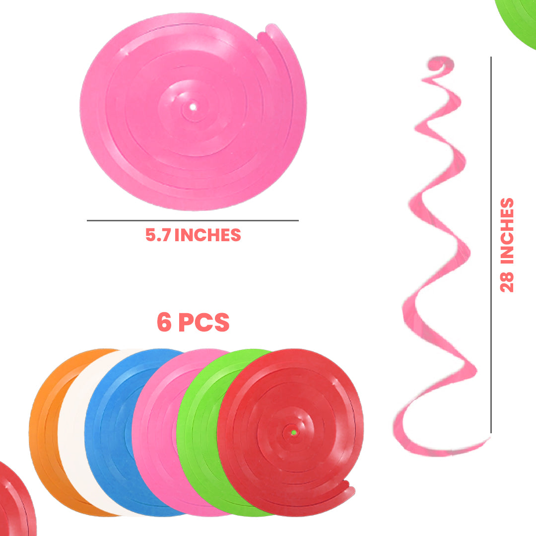 Colorful Foil Swirl Decoration 6PC - Hanging Party Decor | Wanna Party - Image 6