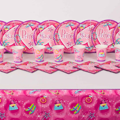Princess Theme Pink Party Cake/Starter Plates - 7 inches - 8PC
