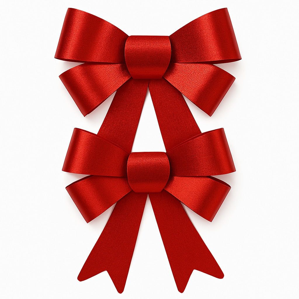 Red Bows for Christmas Decorations - Set of 2