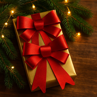 Red Bows for Christmas Decorations - Set of 2