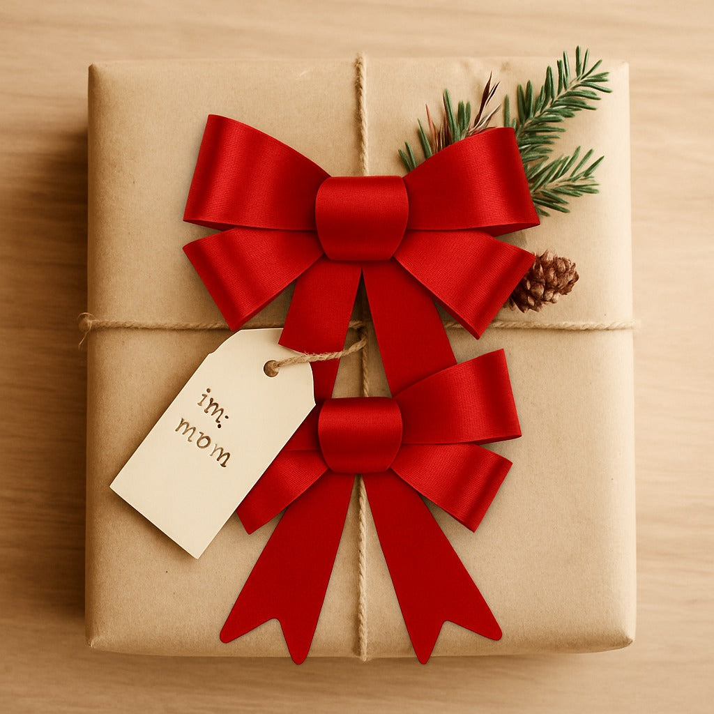 Red Bows for Christmas Decorations - Set of 2