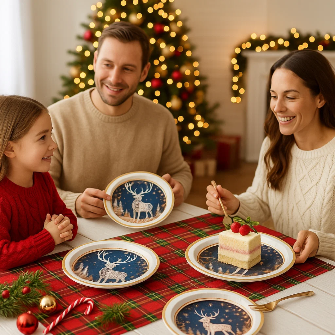 Christmas Reindeer Dinner Paper Plates - 8PC