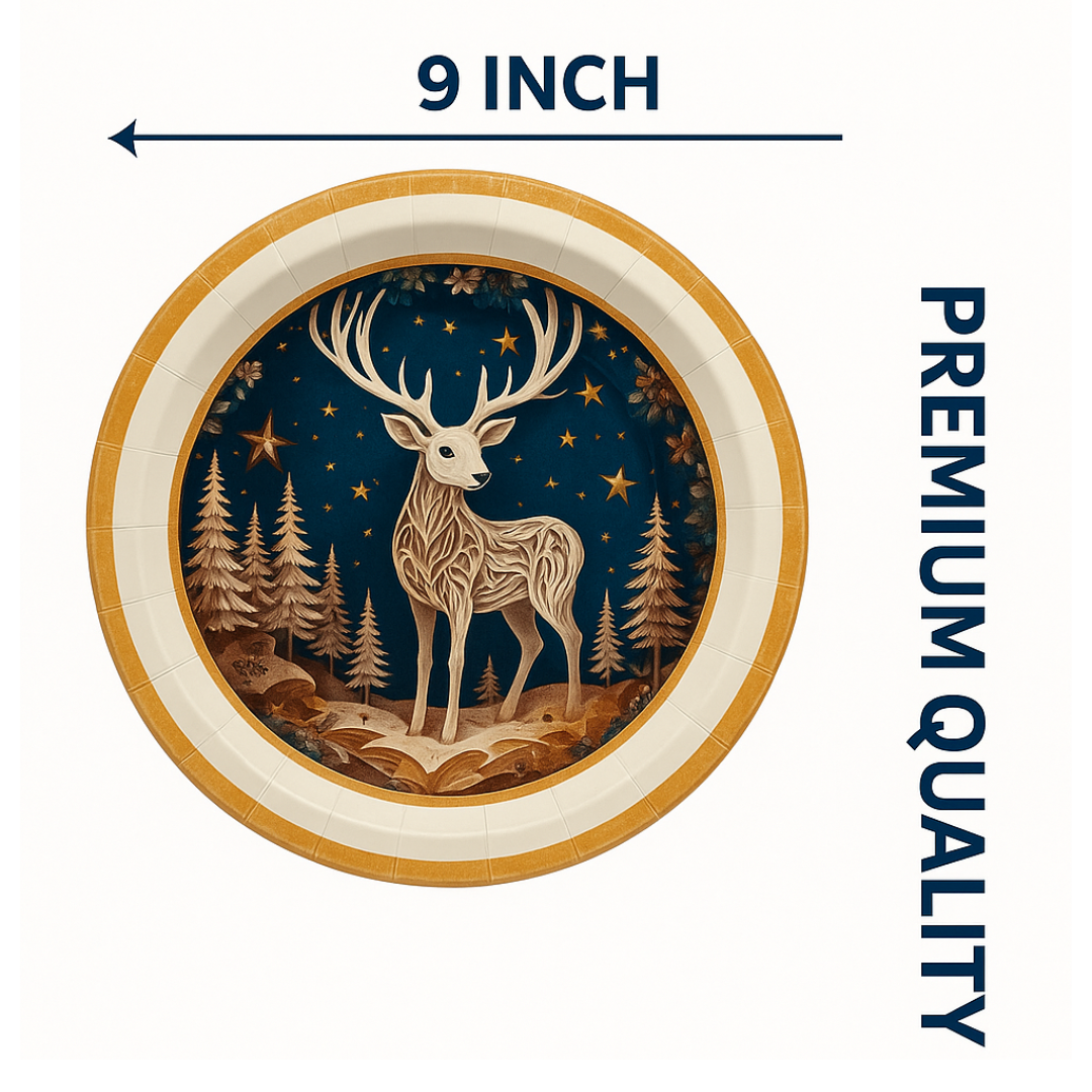 Christmas Reindeer Dinner Paper Plates - 8PC