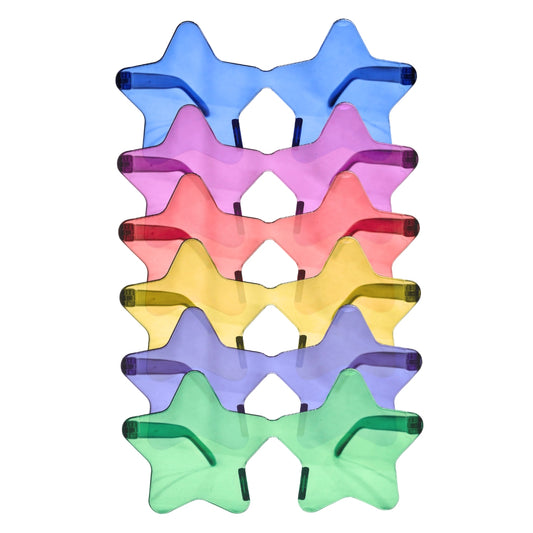 Star Shaped Multicolor Rimless Sunglases for Kids & Adults - 6PC