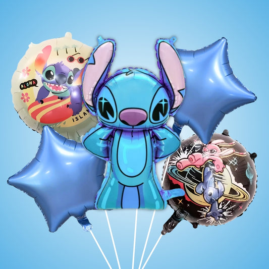 Stitch Theme Birthday Balloon Combo Set - Helium Quality - 5PC
