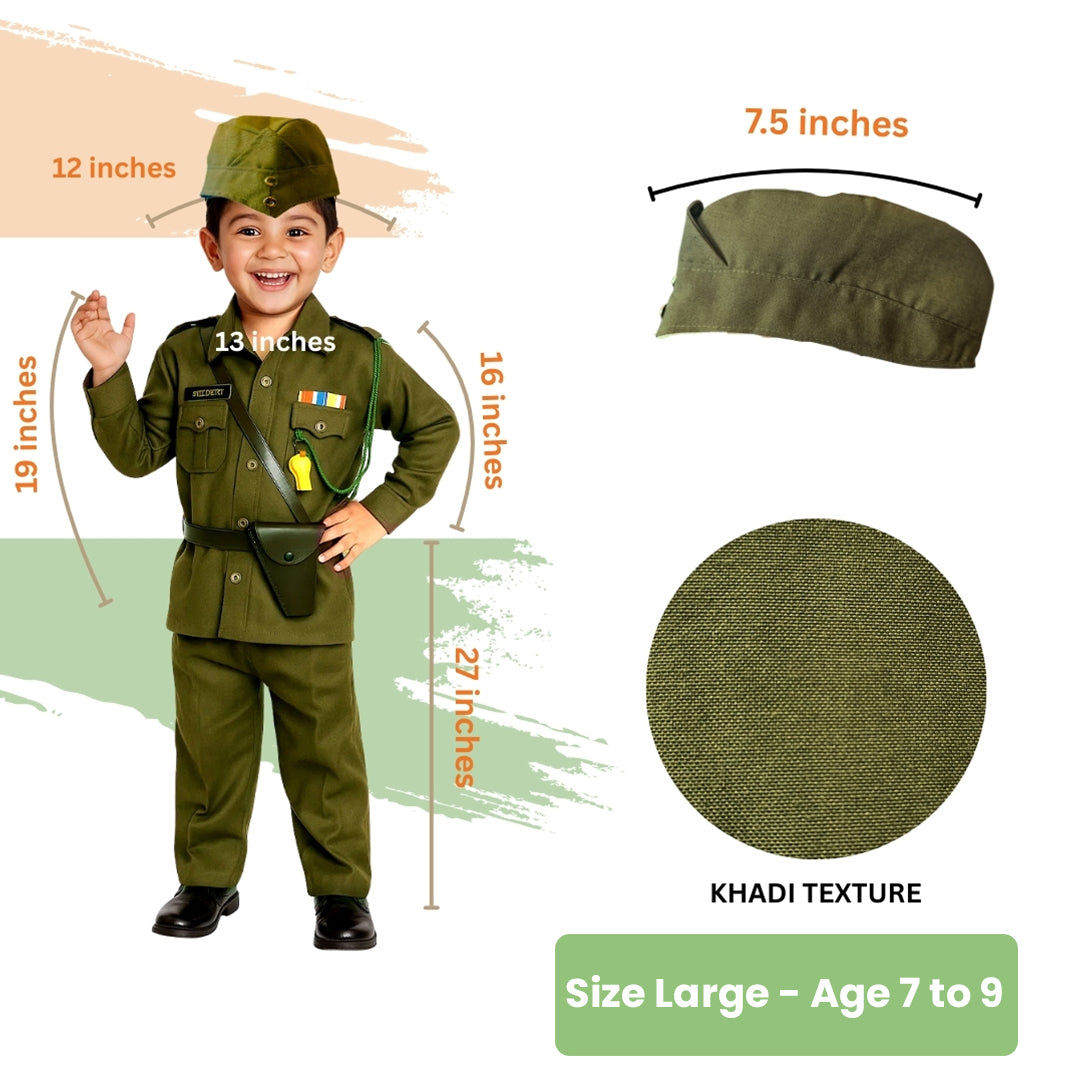 Subhash Chandra Bose Natiional Hero Costume - Size Large - Age 7 to 9