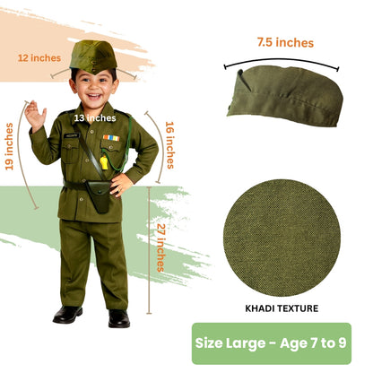 Subhash Chandra Bose Natiional Hero Costume - Size Large - Age 7 to 9