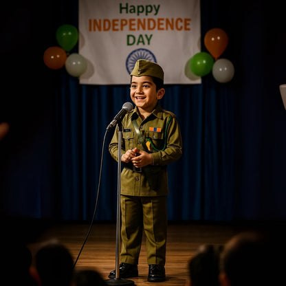 Subhash Chandra Bose Natiional Hero Costume - Size Large - Age 7 to 9