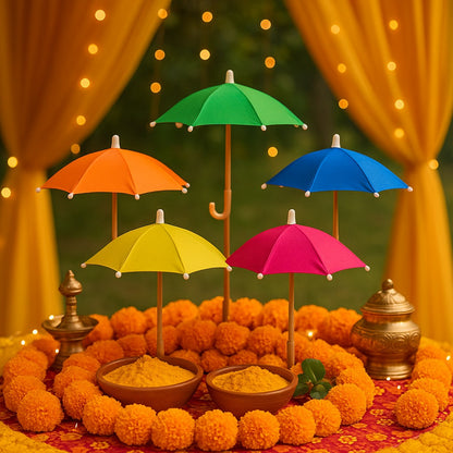 5 Pack Colorful Mini Umbrellas - Mehandi Haldi Decor | Wanna Party - Image 5