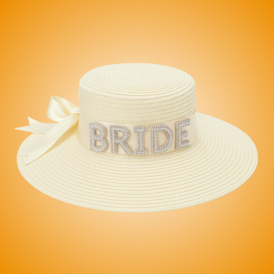 Beach Hat for Bride w/ Rhinestones for Bachelorette Party/ Bea... - Wanna Party - front