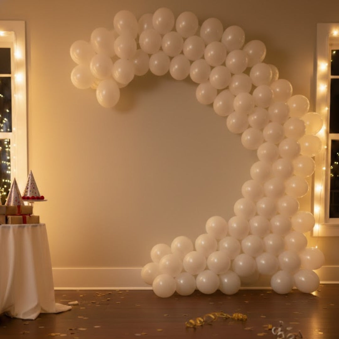 Metallic White Latex Balloons - 20PC