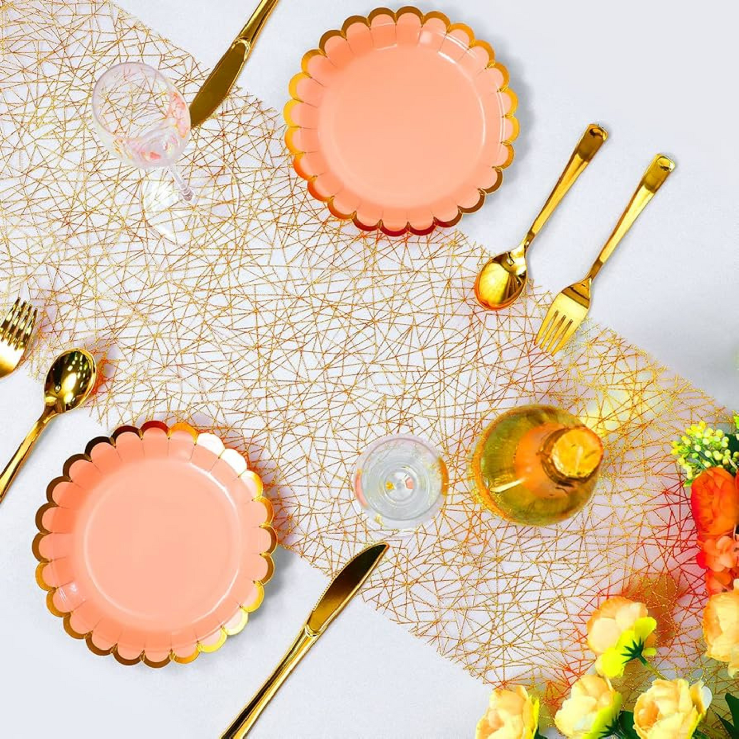 Blush Pink Party Paper Plate w/ Golden Rim  - 9 inches - 10PC