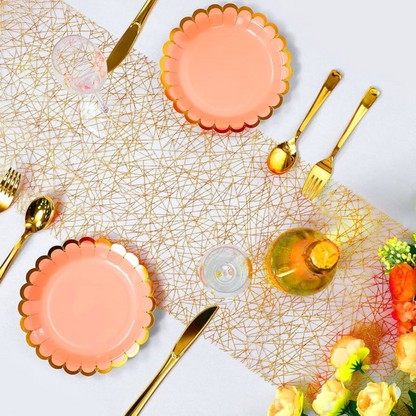 Blush Pink Party Paper Plate w/ Golden Rim  - 9 inches - 10PC
