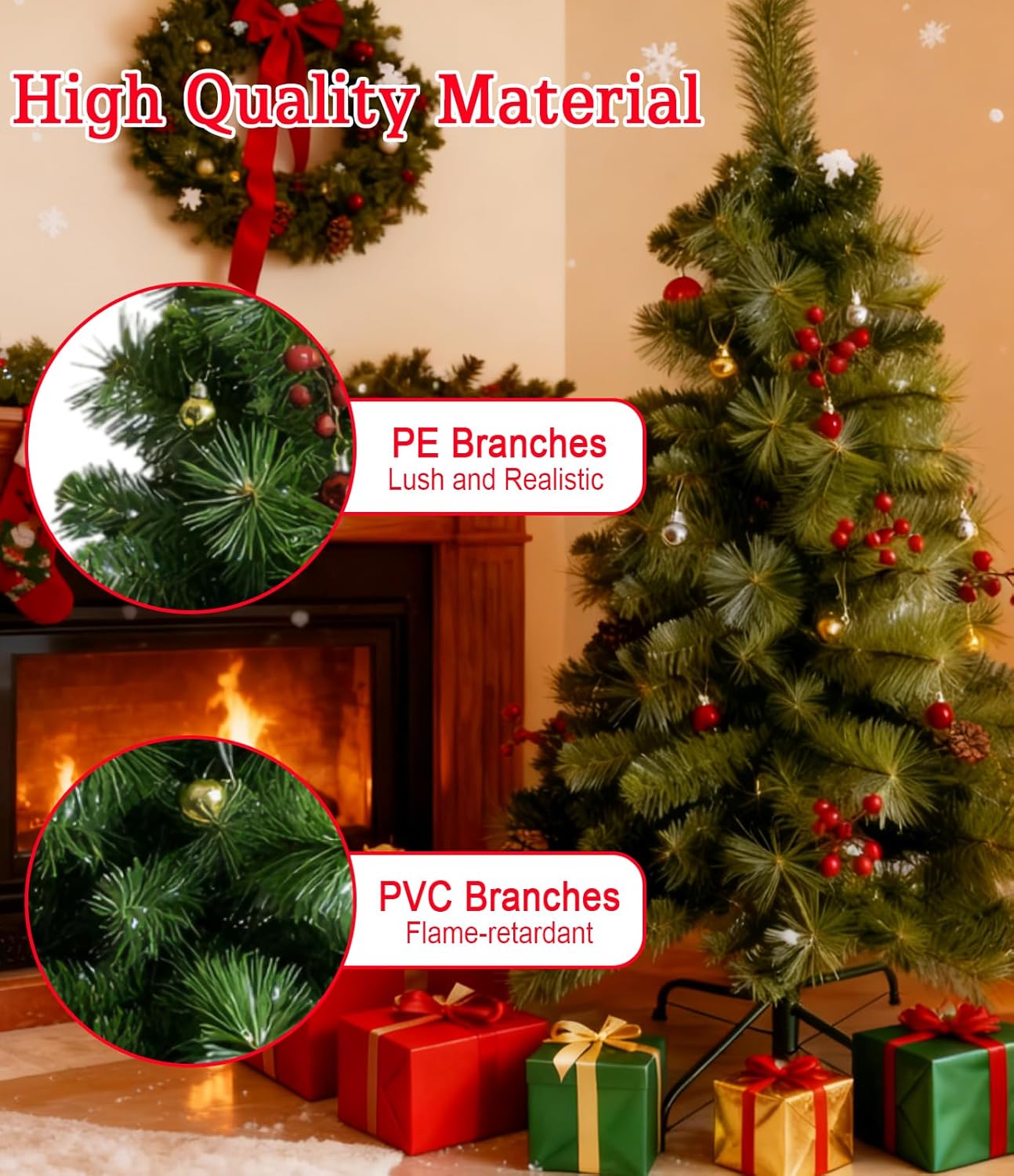 Pine Christmas Tree Green - 5FT with Cherry & Pine Tree Inserts