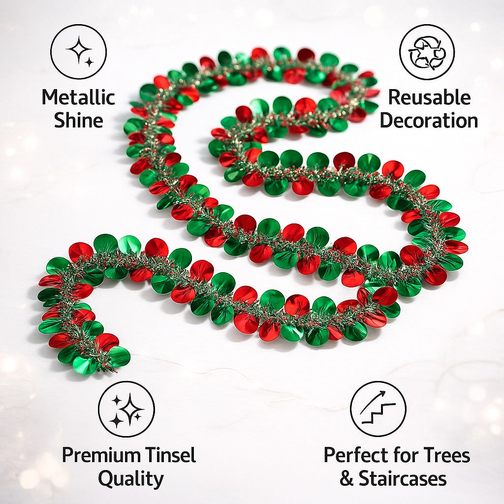 Red & Green Round Hanging Tree Wraps or Garlands -1PC