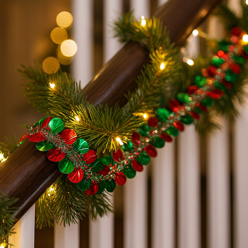 Red & Green Round Hanging Tree Wraps or Garlands -1PC