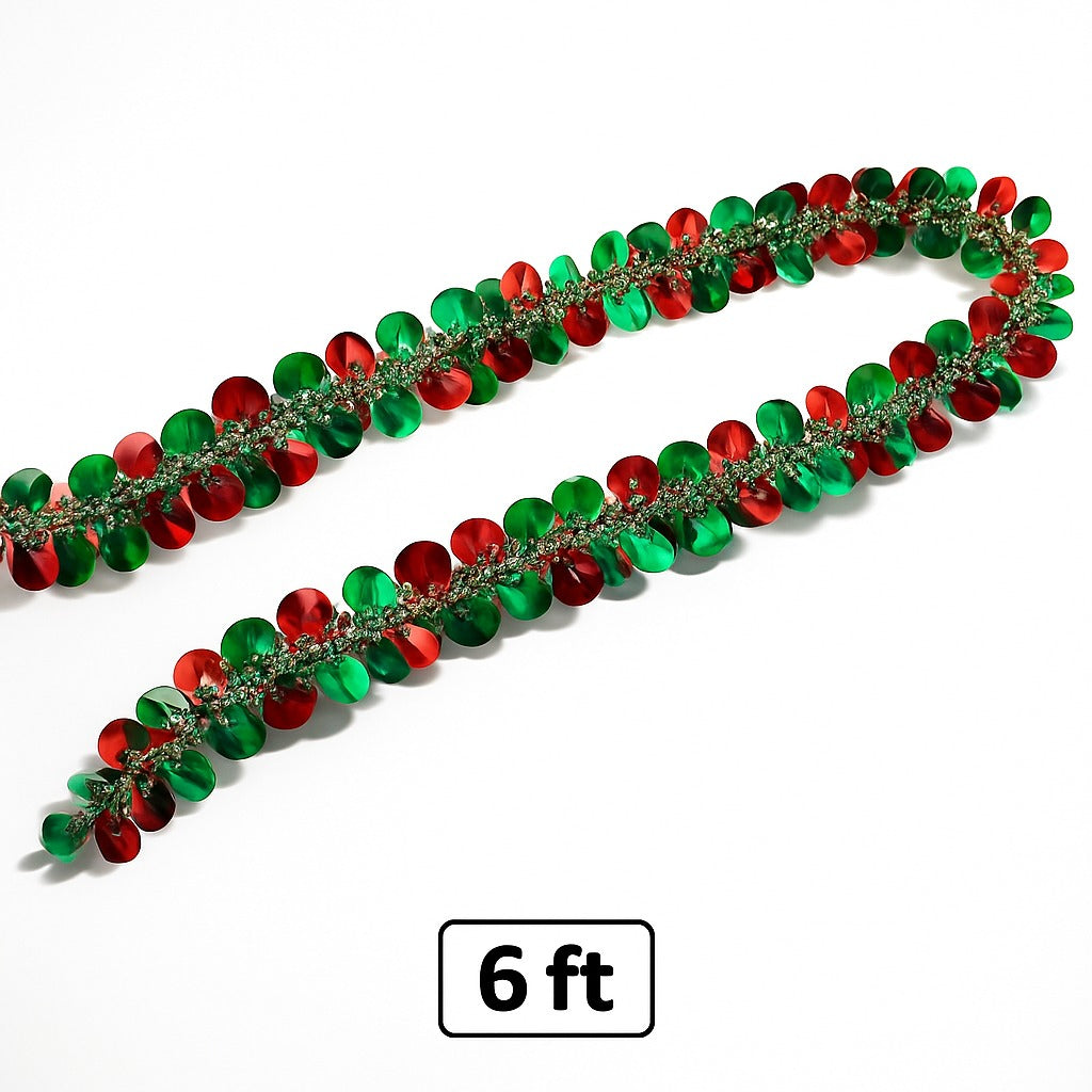 Red & Green Round Hanging Tree Wraps or Garlands -1PC