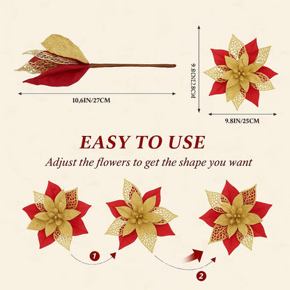 Golden & Red Chrsitmas Flower Decoration