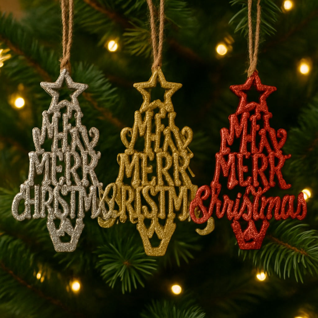 Ho-Ho-Ho Meery Christmas Tree Hangings - 3PC