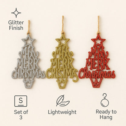 Ho-Ho-Ho Meery Christmas Tree Hangings - 3PC