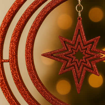 3D Moon & Star Hanging Red - 1PC